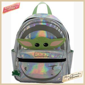 Mini Backpack Purse Faux Leather Adjustable Straps Epoxy Charm Star Wars Grogu